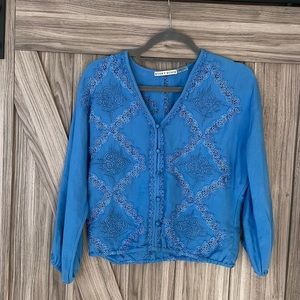 Blue Alice and Olivia embroidered top